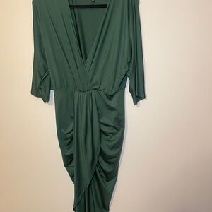 Chic Forest Green Long Sleeve Dress